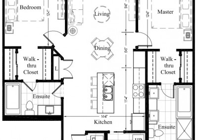 Suite 106 – 1,252 Sq Ft – 2 Bdrm-Floor Plan 2B