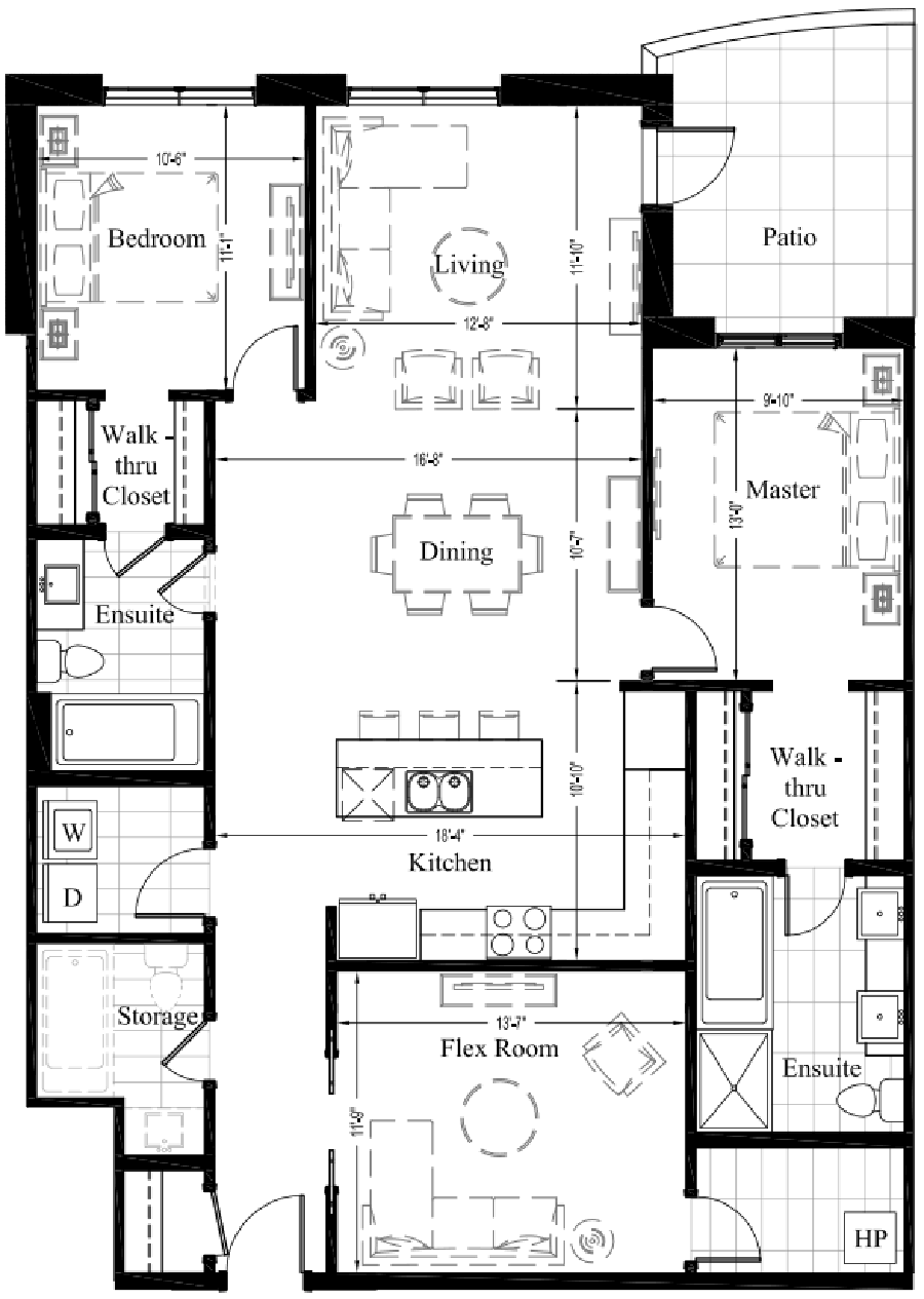 Suite 404 - 1,588 Sq Ft - 2 Bdrm Floor Plan 2L